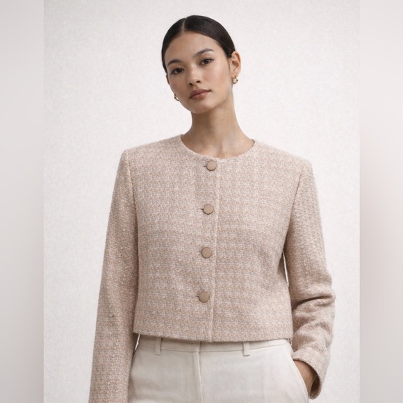 Babaton Jackets & Blazers - 🤍 Babaton - Aritzia Beige/ Pink Textured Button Jacket – L 💖